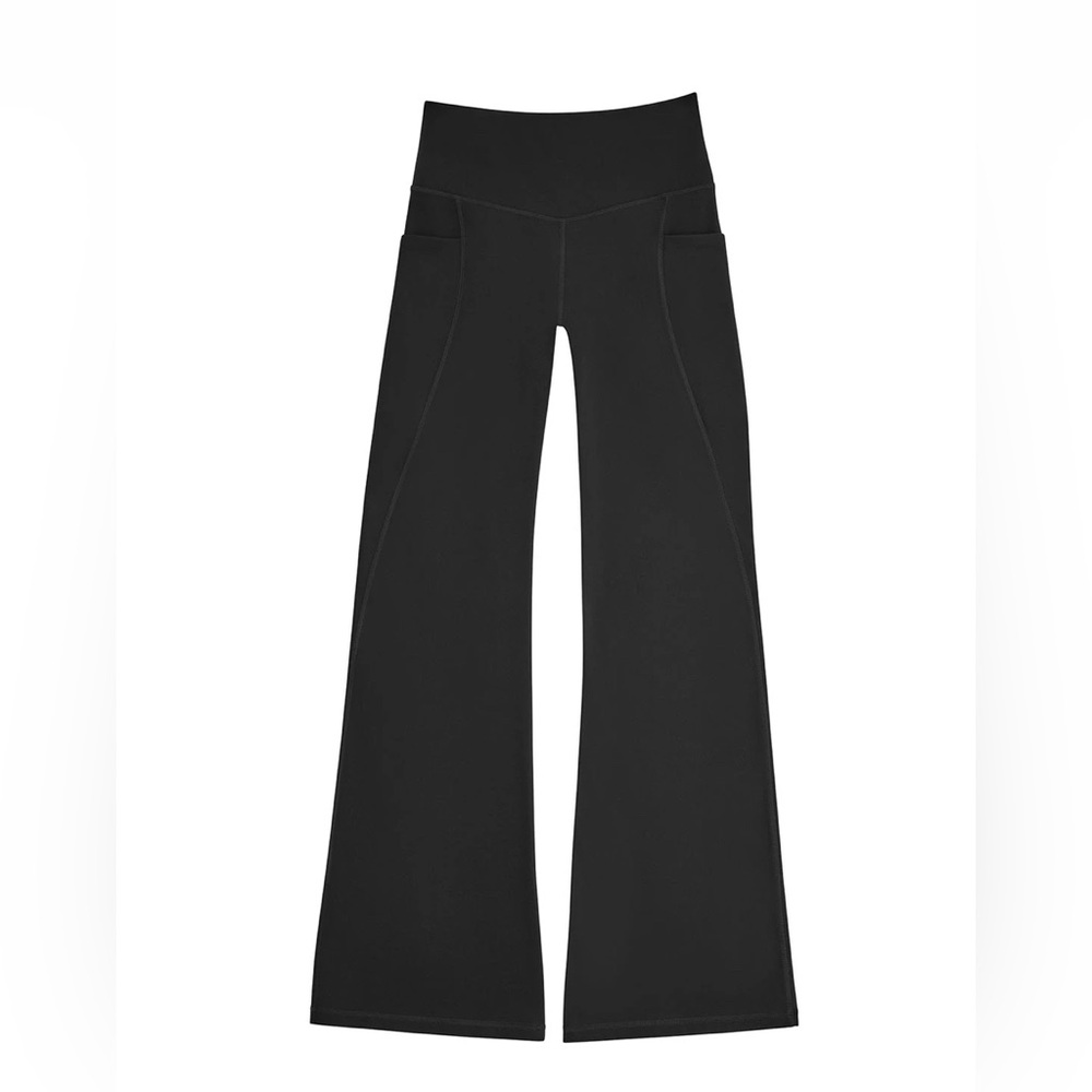 Yoga Black Boot Cut Pants with Stretchy Fabric for Casual Wear - Picture 3 of 7